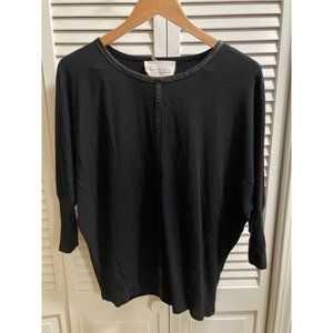 Dark Fall Vibes Tura By Vince Camuto Black Faux Leather Trim Top Size S